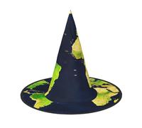 BGSHJVF World Map Print Trendy Witch Hat,Vintage Wicked Witch Accessories,Party Hats For Halloween Costumes