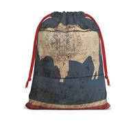 BGSHJVF Wyoming State Flag Card Printing Holiday Drawstring Gift Bags, Christmas Gift Bags Pouches for Christmas Gifts Party Favor