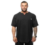 BGSM Men's Oversize T-Shirt, Bodybuilding, Lifting Cardio Rag Top Thick Fabric Textured Active T-Shirt (3347-BLACK-XL)