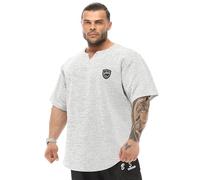 BGSM Men's Oversize T-Shirt, Bodybuilding, Lifting Cardio Rag Top Thick Fabric Textured Active T-Shirt 3348-S White