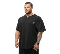 BGSM Men's Oversize T-Shirt, Bodybuilding, Lifting Cardio Rag Top Thick Fabric Textured Active T-Shirt (3347-BLACK-XL)