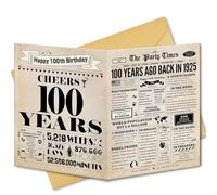 BGTCARDS 100th Birthday Card, 100th Birthday Decorations for Men Women, 100th Birthday Gifts for Grandma Grandpa, Back in 1925 Birthday Card