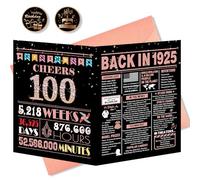 BGTCARDS 100th Birthday Card, 100th Birthday Decorations for Women, 100th Birthday Gifts for Grandma, Back in 1925 Birthday Card, Rose Gold