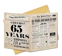 BGTCARDS 65th Birthday Card, 65th Birthday Gifts for Women Men, 65th Birthday Decorations for Him Her, Back in 1960 Birthday Card