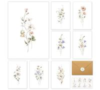 BGTCARDS Blank Cards, 32 Pack Blank Greet Cards, Beautiful Blank Note Cards, Perfect Stationary Set For All Occasions, 8 Assorted Floral Designs, 4" x 6"