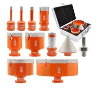 BGTEC Diamond Core Drill Bits Set - 6/8/10/25/40/50/68/110MM Diamond Hole Saw Kit & 20MM Finger Bit & 35MM Chamfer Bit for Porcelain Ceramic Tile Granite Marble Stone, Total 11PCS