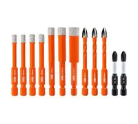 BGTEC Diamond Drill Bit Set 12PCS - 5MM*2+6MM*2+8MM+10MM+12MM Tile Bits & 6MM*3 Masonry Drill Bit with PH2 Screwdriver Bit for Porcelain Tile Marble Granite Concrete Wood Masonry