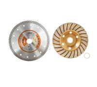 BGTEC Diamond Tile Blade 180mm and Diamond Cup Grinding Wheel 100mm for Porcelain Tile Ceramic Granite Concrete