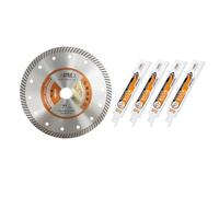 BGTEC Diamond Tile Blade 180mm for Cutting Porcelain Tile Ceramic Granite and Reciprocating Saw Blade 4pcs 152mm for Hard Metal, Alloy Steel