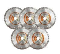 BGTEC Diamond Tile Blade 5PCS 180mm Super Thin Turbo Rim Concrete Porcelain Saw Blade with 22.23mm Arbor for Cutting Porcelain Tile Ceramic Granite Marble Hard Material Cutting Disc