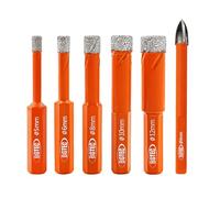 BGTEC Dry Diamond Core Drill Bits Set Hole Saw,6pcs 5/6/8/10/12MM Hex Shank Drill Bits+6mm Triangle Shank Carbide Drill for Granite Marble Porcelain Tile Ceramic