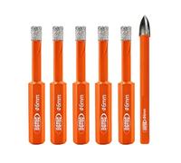BGTEC Dry Diamond Core Drill Bits Set Hole Saw,6pcs 6mm*5 Hex Shank Drill Bits+6mm Triangle Shank Carbide Drill for Granite Marble Porcelain Tile Ceramic