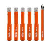 BGTEC Dry Diamond Core Drill Bits Set Hole Saw,6pcs 8mm*5 Hex Shank Drill Bits+8mm Triangle Shank Carbide Drill for Granite Marble Porcelain Tile Ceramic