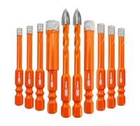 BGTEC Dry Diamond Drill Bits - 5 * 3/6 * 3/8/10mm Masonry Drill Bits Set & 2pcs 6mm Tungsten Carbide Tip Tile Drill Bit with Quick Change Hex Shank for Granite Marble Porcelain Tile Ceramic
