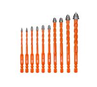 BGTEC Serrated Carbide Masonry Drill Bit Set - 10PCS 3/4/5 * 2/6 * 2/8 * 2/10/12MM Wood Drill Bits with a Quick Release Bit Holder for Wood Plastic Masonry Brick Tile Glass Concrete Marble