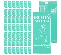 Bgtecho 200 Pack Body Wipes Individually Wrapped, Shower Wipes For Adults, No Rinse Bath Wipe Bulk, Cleansing Wipe Travel Size for Travel, Gym, Camping, Outdoors Sports (Green)