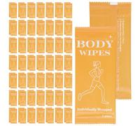 Bgtecho 200 Pack Body Wipes Individually Wrapped, Shower Wipes For Adults, No Rinse Bath Wipe Bulk, Cleansing Wipe Travel Size for Travel, Gym, Camping, Outdoors Sports (Orange)