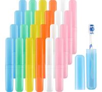 Bgtecho 24 Pcs Travel Toothbrush Case, Plastic Portable Toothbrush Storage Cases, Dust-Proof Toothbrushes Container, Breathable Toothbrush Holder for Travel Camping Home School Business, 6 Colors