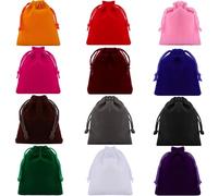 Bgtecho 24 Pcs Velvet Drawstring Bags, 12 Colors Small Velvet Pouch, 2.8''x3.5'' Gift Bags Jewelry Pouches, Jewelry Bag with Drawstring for Wedding Favors Gifts Event Supplies Party Favors