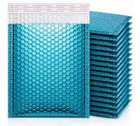 Bgtecho 25Pack Bubble Mailers, Metallic Bubble Padded Envelope Mailer, Waterproof Bubbles Padded Mailer, Self Seal Shipping Envelope for Jewelry Makeup Small Business Mailing, Inner Size 6.3x9in, Blue