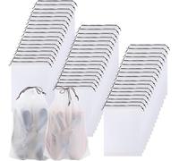 Bgtecho 50 Pack Transparent Shoe Bags for Travel,Large Clear Shoes Pouch Storage Packing Organizers with Drawstring,Portable Travel Shoe Bag for Women and Men, Clear, Home