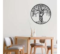 BGTODO 50cm Wall Hanging Metal Art Tree of Life Black Iron Artwork Decor Home Decoration Living Room Viking Wall Plaque-Basic style (Tree of lift, L, Hollow style)