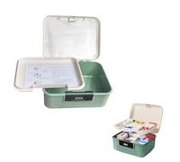 BGTODO Lockable Medicine Organizer Box, 20 x 25 x 10 cm, First Aid Storage Empty Box with Combination Locks (Green)