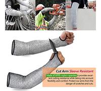 BGTSF Grade 5 Cut-resistant Arm Guard Sleeve HPPE Anti-cut Anti-scratch Body Gloves Safety Self-defense Equipment Security Protection Safety Work Glove(Thumb open,10cm)