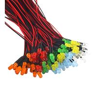 BGTXINGI 120Pcs 12V LED Light Emitting Diodes Pre Wired 5mm 7.1Inch DC 12 Volts LED Lamps White Red Green Blue Yellow Orange(6Colors x 20pcs)
