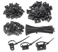 BGTXINGI 120Pcs 3 Values Saddle-Type Cable Tie Mount Bases for Cable Wire Tubing Sleeving Conduit Adjustable Cable Tie Holder Set Matched with 120PCS Black Flexible Zip Ties(Black)