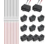 BGTXINGI 20Pcs Mini Rocker Switch ON-OFF 2 Pins 2 Position SPST AC 250V/15A 125V/20A Black Miniature Rocker Switch for Auto Truck Boat (Switch with Pre-soldered Wires)