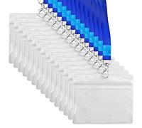 BGTXINGI 25Pcs Clear Plastic Card Protector with 25Pcs Lanyard Name Tags Badge ID Card Holder Protector Waterproof Reusable 4.3 x 3.6inch Plastic Sleeve with Resealable Zip