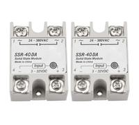 BGTXINGI 2Pcs SSR-40DA Single-Phase DC Solid State Relay Module Load 24-380VAC Controlled Module Input 3-32V DC for Industrial Automation Process (SSR-40DA)