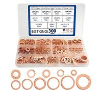 BGTXINGI 300Pcs 11 Kinds Copper Sealing Washers Copper Flat Gasket Oil Sealing Washer Box M5 M6 M8 M10 M12 M14 M16