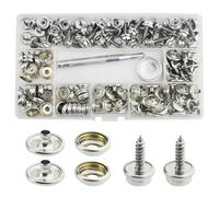 BGTXINGI 50 Sets 15mm Screw Snap Button Fastener Kit with 2 PCS Setting Tools Canvas Snaps Kit for Boat Cover Marine Grade Screws Snaps