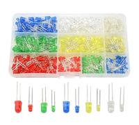 BGTXINGI 500PCS 10 Values 5 Colors 3mm and 5mm LED Light Emitting Diodes Assorted Kit Electrical Components for Lighting Bulbs and Lamps(Red Yellow Blue Green White)
