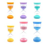 BGXCXUN 6 Piece Sand Timer Set, Macron Colour Hourglass Set 3/10/15/30/45/60 Minutes, Sand Timer Set for Children, Suitable for Kitchen, Home, Classroom, Yoga Room, Office