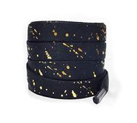 BGXW Thin Flat Leopard Cow Print Shoelaces Camouflage Shoe Laces Shoestring 1 Pair 47 Inch, Gold Black Marble