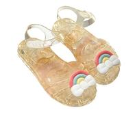 bgyujn Small Medium Children's Sandals Flip Flops Girls Summer Rainbow Butterfly Jelly Princess Single Shoes Beach Comfortable Princess Summer Dress Shoes Beach Flat Sandals, gold, 8 UK Child