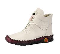 bgyujn Winter Women's Ankle Boots Lace Up Comfortable Warm Short Shoes for Ladies Stylish Foreign Trade Footwear Ideal for Casual and Outdoor Activities (White, 5.5)