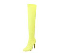 bgyujn Women's Autumn Winter Suede Stiletto Heels Over The Knee Boots Fashion Candy Color High Boots For Ladies Stylish Comfortable (Yellow, 6)