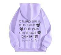 bgyujn Women's YOU ARE ENOUGH Dear Person Behind Me Remember That Mental Health Hoodie Womens Quarter Zip Athletic Women's Hoodies Hoodies for Women Uk Ladies Hoodies White Hoodie (Purple, M)