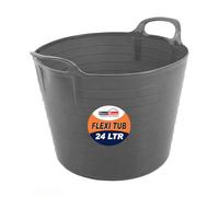 BH | 1 Pc of Flexi Tub with Handles | 24 Litres | Grey | Flexible Plastic Storage Bucket | Multipurpose Tub for Home, Washing, Yard, Garden Waste and DIY Projects - By BEST HOUSE