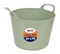 BH | 1 Pc of Flexi Tub with Handles | 24 Litres | Sage Green | Flexible Plastic Storage Bucket | Multipurpose Tub for Home, Washing, Yard, Garden Waste and DIY Projects - By BEST HOUSE