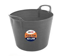 BH | 1 Pc of Flexi Tub with Handles | 42 Litres | Grey | Large Flexible Plastic Storage Bucket | Multipurpose Tub for Home, Washing, Yard, Garden Waste and DIY Projects - By BEST HOUSE