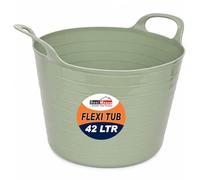 BH | 1 Pc of Flexi Tub with Handles | 42 Litres | Sage Green | Large Flexible Plastic Storage Bucket | Multipurpose Tub for Home, Washing, Yard, Garden Waste and DIY Projects - By BEST HOUSE