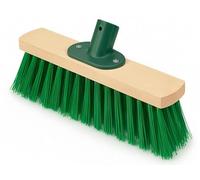 BH | 12" Heavy Duty Outdoor Broom | Green | 1-Pack | Sweeping Brush | Stiff Hard Brush | PVC Bristle Wooden Head | Cleaning Gardens, Yards, Street Home, Garage and Driveway - By BEST HOUSE