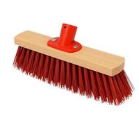 BH | 12" Heavy Duty Outdoor Broom | Red | 1-Pack | Sweeping Brush | Stiff Hard Brush | PVC Bristle Wooden Head | Cleaning Gardens, Yards, Street Home, Garage and Driveway - By BEST HOUSE