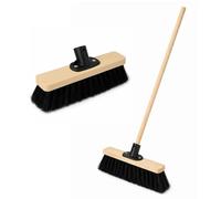 BH | 12" Soft Bristle Broom with 1.2M Long Handle | Black | Indoor Sweeping Brush for Tiles, Wood, Laminate Floors | Wooden Broom for Home, Kitchen, Patio, Garden & Office Cleaning - By BEST HOUSE
