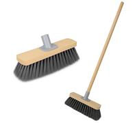 BH | 12" Soft Bristle Broom with 1.2M Long Handle | Silver | Indoor Sweeping Brush for Tiles, Wood, Laminate Floors | Wooden Broom for Home, Kitchen, Patio, Garden & Office Cleaning - By BEST HOUSE